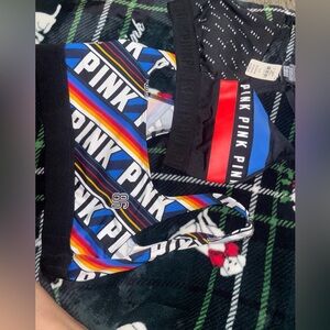 PINK Victoria's Secret Blue and Red Underwear & Socks Set